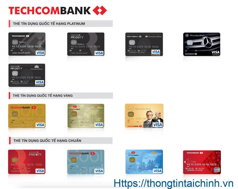 Một số loại thẻ ATM phổ biến của ngân hàng Techcombank