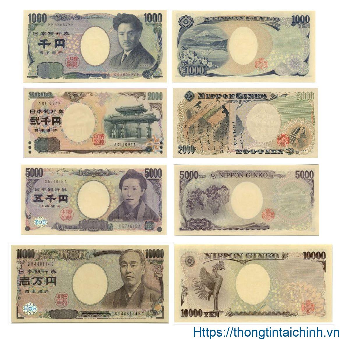 Các mệnh giá tiền giấy của Nhật Bản