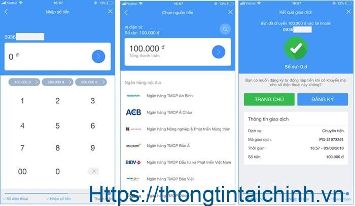 Hướng dẫn chuyển tiền qua app VTC Pay