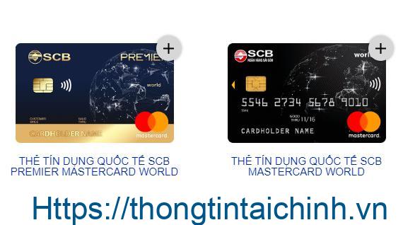 Các loại thẻ tín dụng của ngân hàng SCB