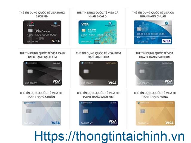 Ngân hàng Shinhan Bank đang phát hành những dòng thẻ nào?