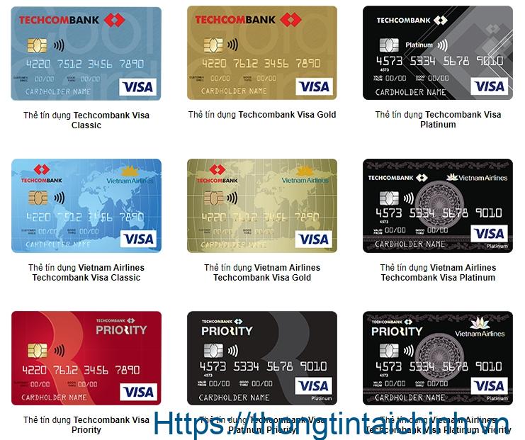 Ngân hàng Techcombank đang phát hành những dòng thẻ tín dụng nào?