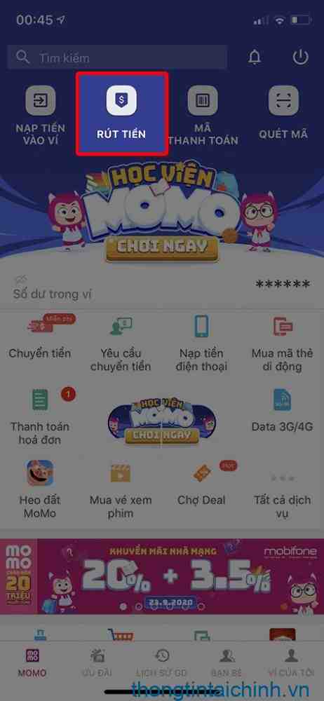 Mở ứng dụng Momo