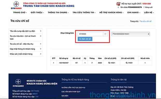 Có thể tra cứu được tiền điện theo mã khách hàng trên website của EVN